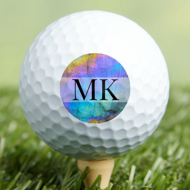 Balles De Golf Monogramme Initiale Couleur Moderne (Modern Colorful Marble Initial Monogram Golf Balls)