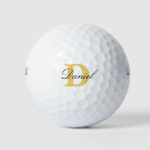 Balles De Golf Monogramme jaune doré Nom personnalisé initial Cad