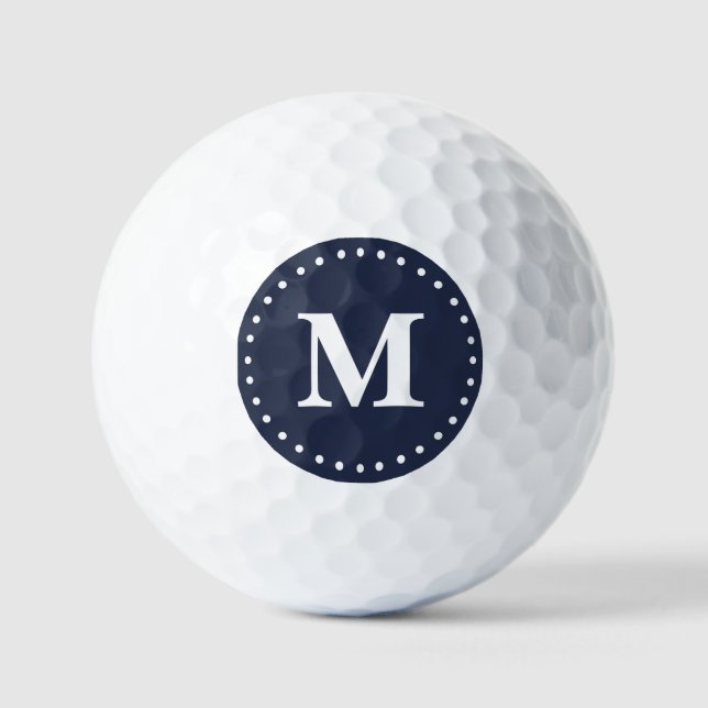 Balles De Golf Monogramme minimaliste bleu marine (Recto)