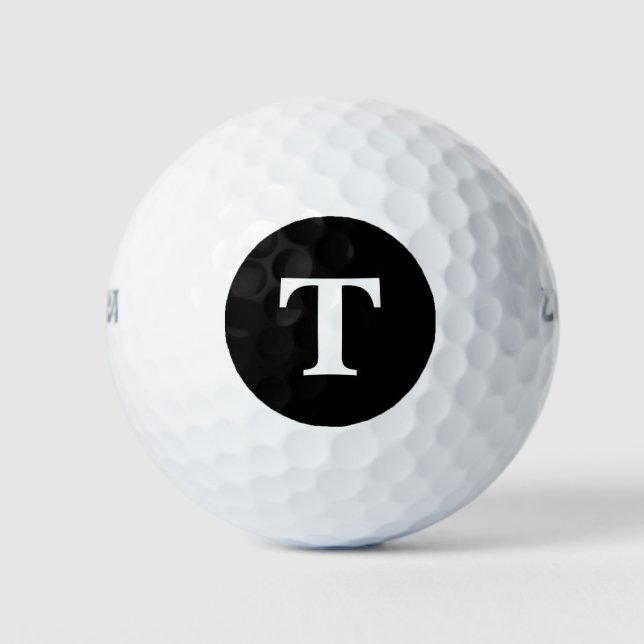 Balles De Golf monogramme moderne en noir gras personnalisé (Devant)