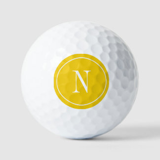Balles De Golf Monogramme moderne jaune et blanc
