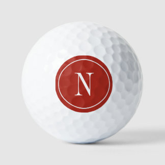 Balles De Golf Monogramme moderne rouge et blanc