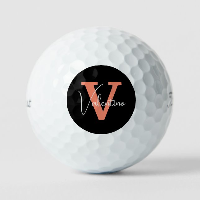 Balles De Golf monogramme moderne simple classique (Recto)
