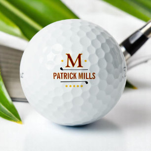 Balles De Golf Monogramme moderne simple et élégant du joueur de 