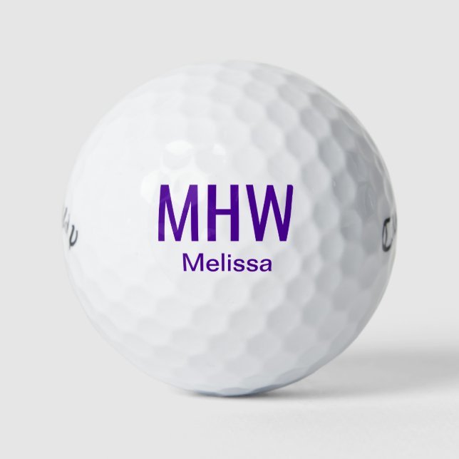 Balles De Golf Monogramme moderne violet (Devant)