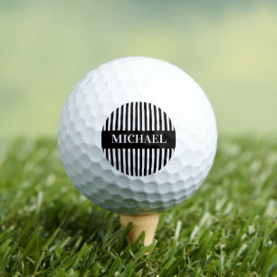 Balles De Golf Monogramme noir blanc rayures