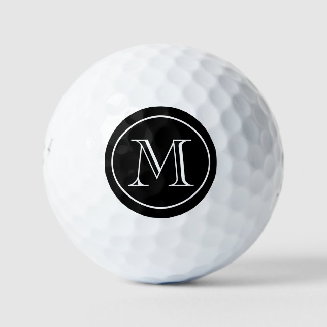 Balles De Golf Monogramme noir et blanc (Devant)