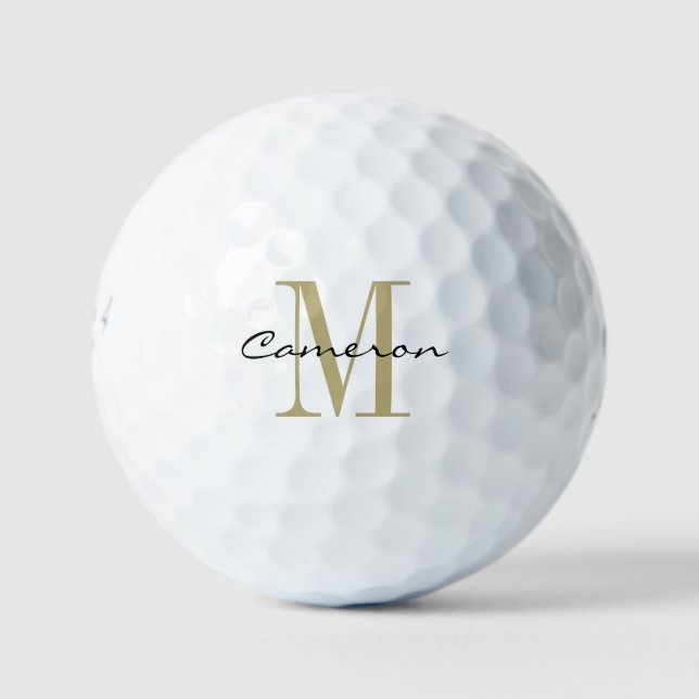 Balles De Golf Monogramme Or initial et nom cadeau personnalisé (Devant)