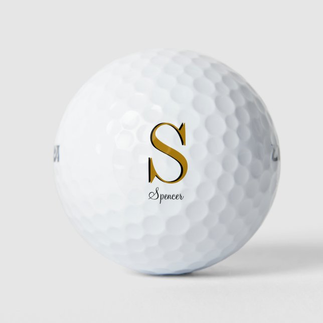 Balles De Golf Monogramme or Nom personnalisé initial (Devant)
