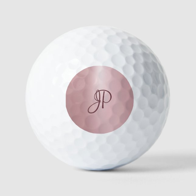 Balles De Golf Monogramme or Rose tendance Elégant Modèle (Recto)