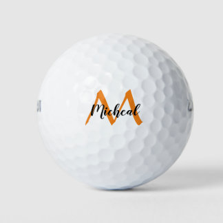 Balles De Golf Monogramme orange personnalisé Ajouter un nom