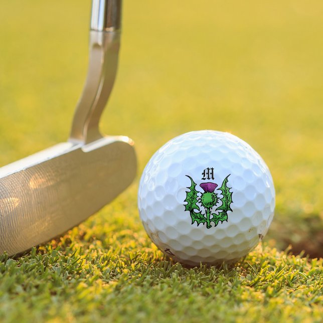 Balles De Golf Monogramme personnalisé écossais de chardon (Créateur téléchargé)