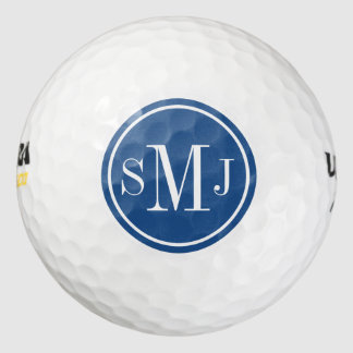 Balles De Golf Monogramme personnalisé et cadre bleu classique