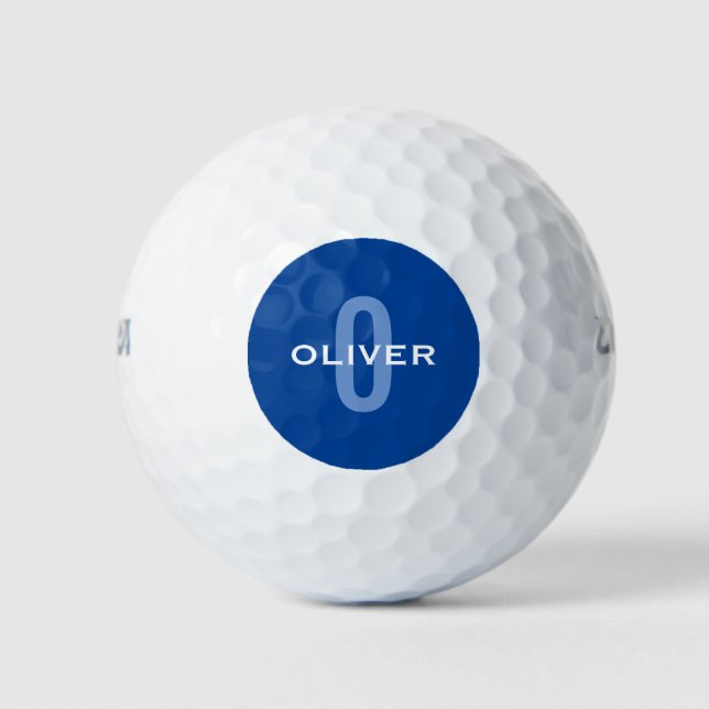 Balles De Golf Monogramme personnalisé Nom bleu blanc (Devant)