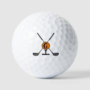 Balles De Golf Monogramme personnalisé orange moderne