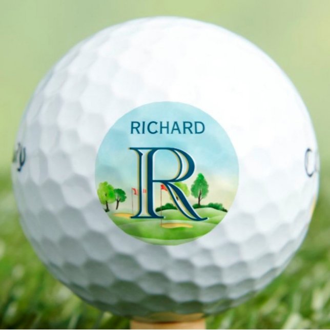 Balles De Golf Monogramme personnalisé Pittoresque Prénom du cour (Créateur téléchargé)