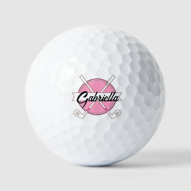 Balles De Golf Monogramme personnalisé Rose Clubs de Golf personn (Recto)