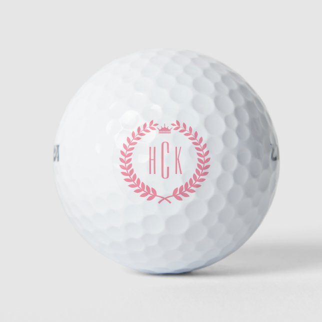 Balles De Golf Monogramme Pink Laurel Wreath Golf Balls (Devant)