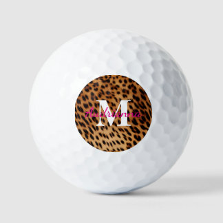 Balles De Golf Monogramme Poster de animal léopard