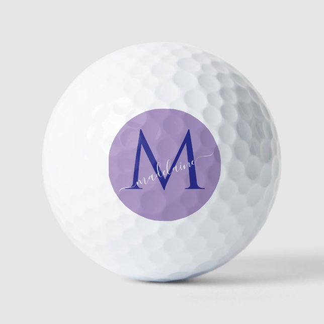 Balles De Golf Monogramme Purple Moderne Élégant (Recto)