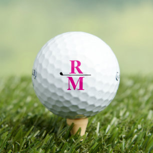 Balles De Golf Monogramme rose chaud personnalisé