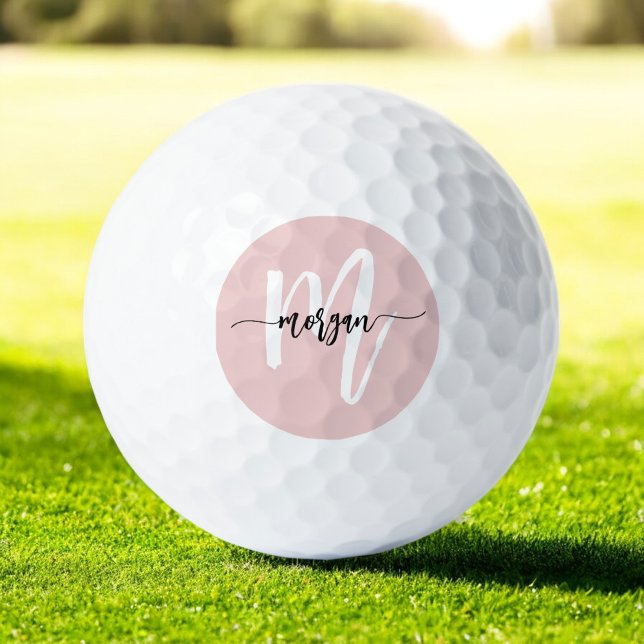 Balles De Golf Monogramme rose élégant moderne (Créateur téléchargé)