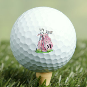 Balles De Golf Monogramme Rose Initial