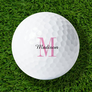 Balles De Golf Monogramme rose initial et nom personnalisé