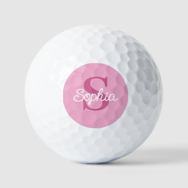 Balles De Golf Monogramme rose Nom du script Dames (Recto)