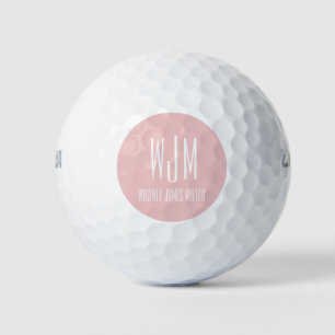 Balles De Golf Monogramme rose pâle initial
