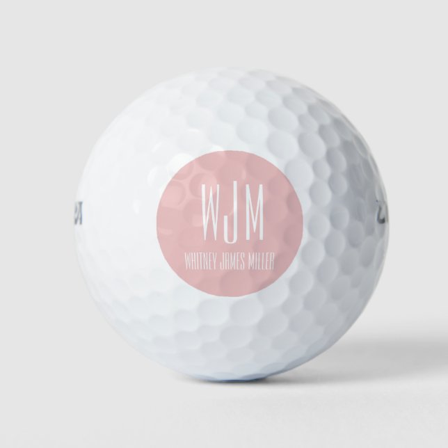 Balles De Golf Monogramme rose pâle initial (Devant)