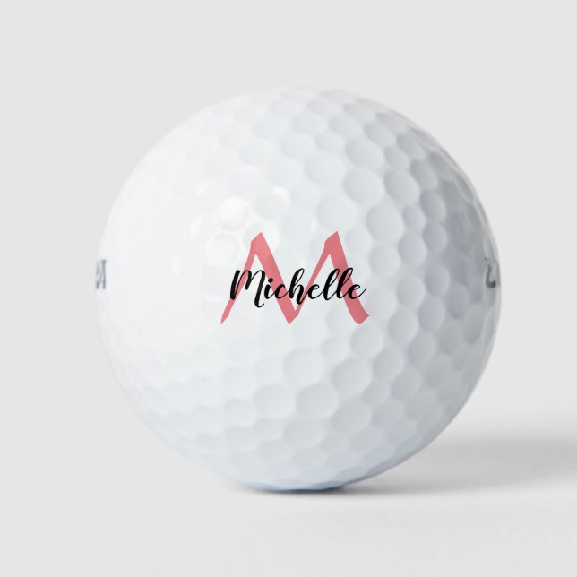 Balles De Golf Monogramme rose personnalisé Ajouter un nom (Devant)
