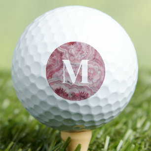 Balles De Golf Monogramme Rose Personnalisé de Style Élégant