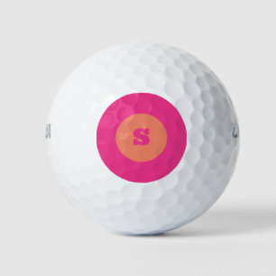 Balles De Golf Monogramme rose simple Moderne Design Gras