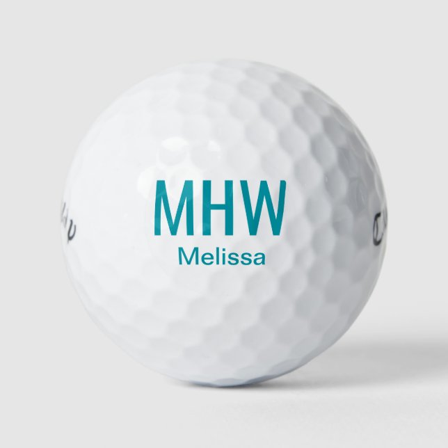 Balles De Golf Monogramme sarcelle moderne (Devant)