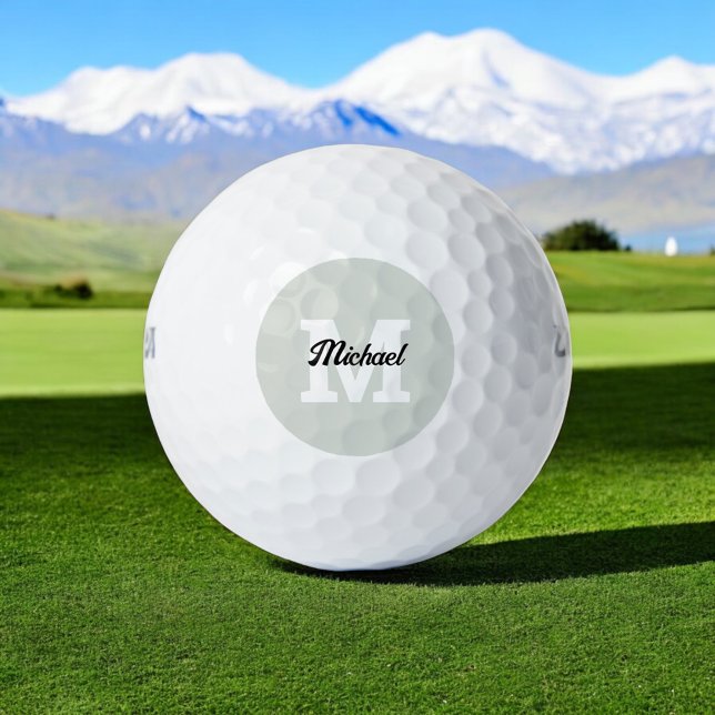Balles De Golf Monogramme Script Calligraphie Sage Green (Créateur téléchargé)