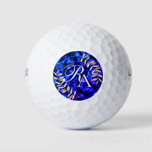 Balles De Golf Monogramme Simple Bleu