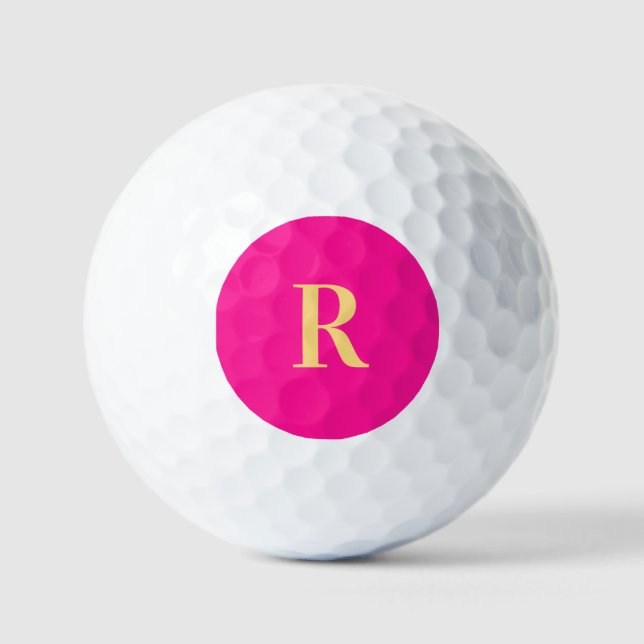 Balles De Golf Monogramme simple personnalisé rose chaud (Recto)