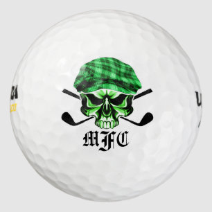 Balles De Golf Monogramme Skull and Crossed Golf Clubs