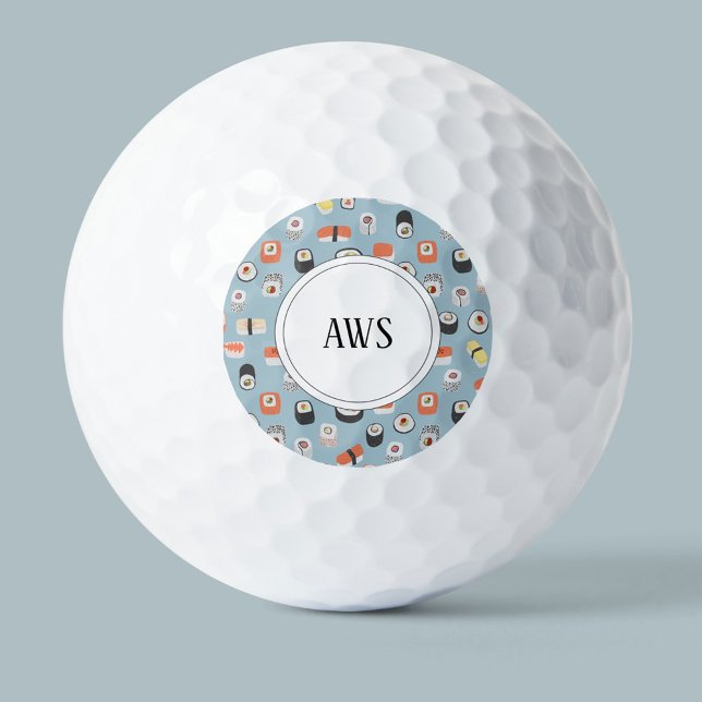 Balles De Golf Monogramme Sushi (Créateur téléchargé)