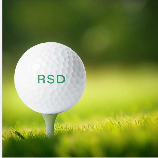 Balles De Golf Monogramme vert initial (Créateur téléchargé)