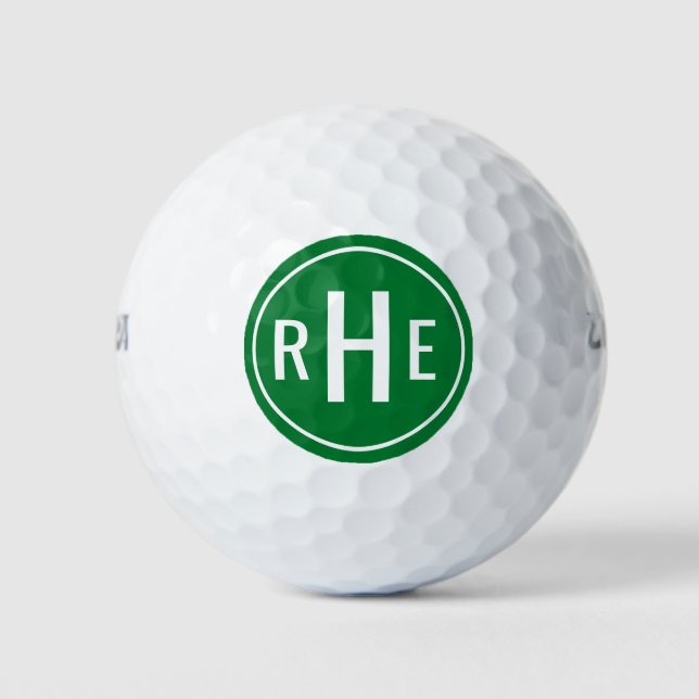 Balles De Golf Monogramme vert moderne (Devant)