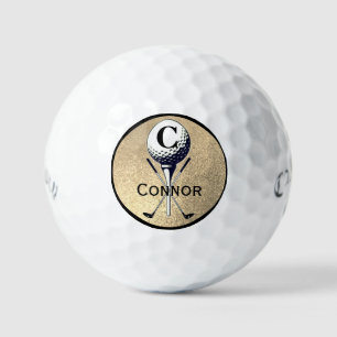 Balles De Golf Monogrammed Gold Golf Tee Golf Balls