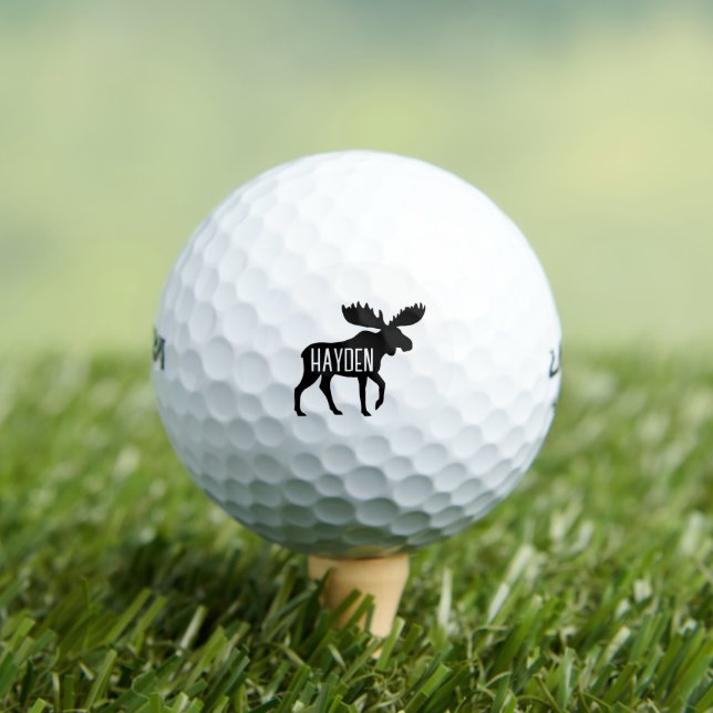 Balles De Golf Moose Silhouette Nom personnalisé Faune Animaux sa (T-shirt Insitu)