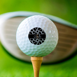 Balles De Golf Motif Cercle noir et blanc avec Monogramme