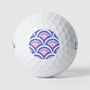 Balles De Golf motif damassé floral bleu