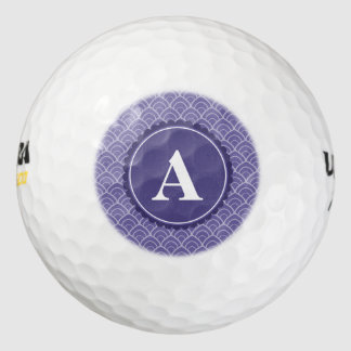 Balles De Golf Motif de monogramme blanc pourpre