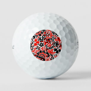 Balles De Golf Motif floral abstrait de l'art populaire ethnique