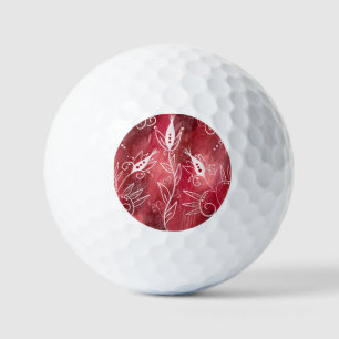 Balles De Golf Motif Floral Rouge Et Blanc