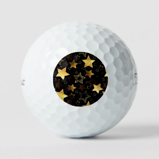 Balles De Golf Motif sans couture avec étoiles d'or (Recto)